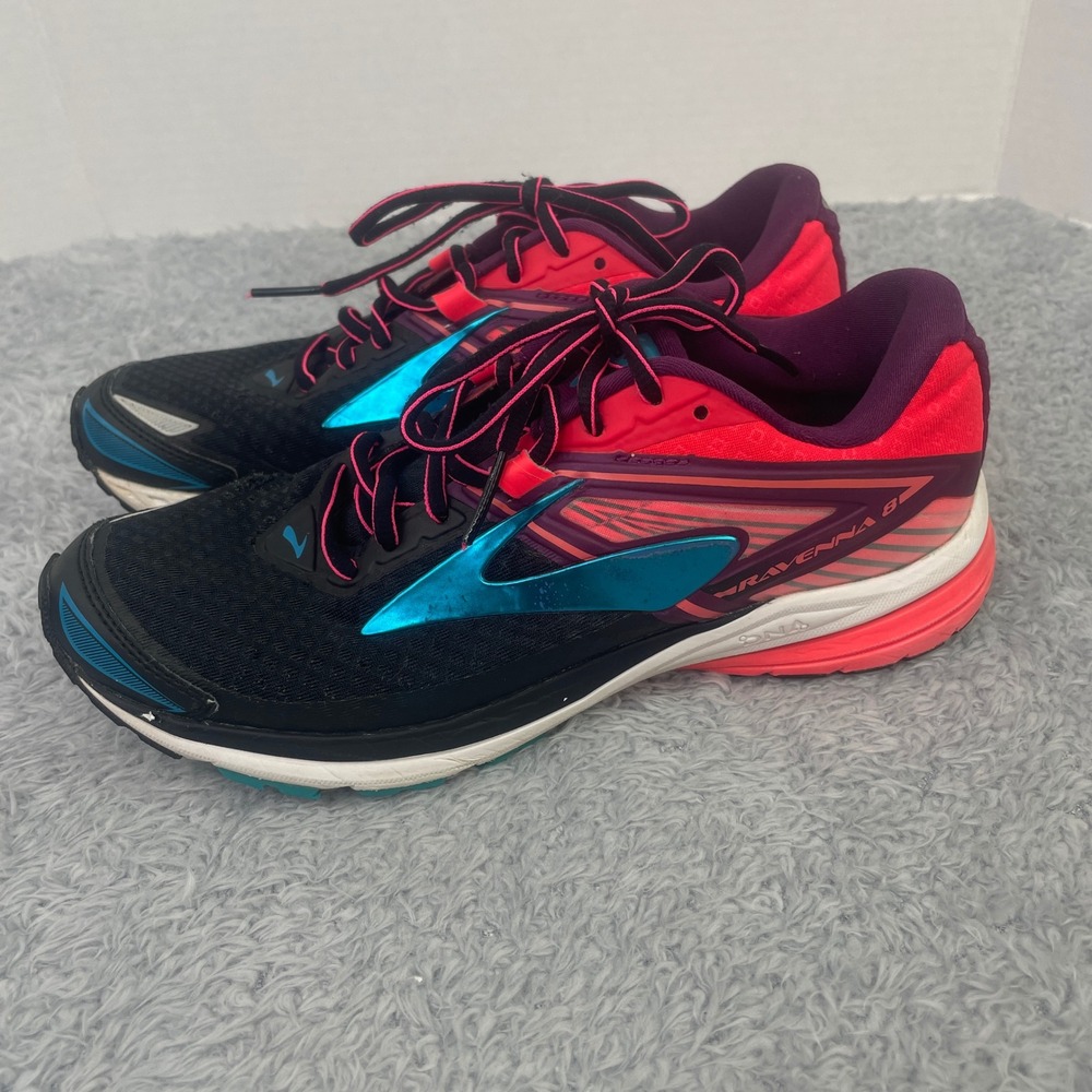 Brooks Ravenna 8 Running Shoes Womens‎ Size 8 Black Pink Blue Athletic Sneakers
